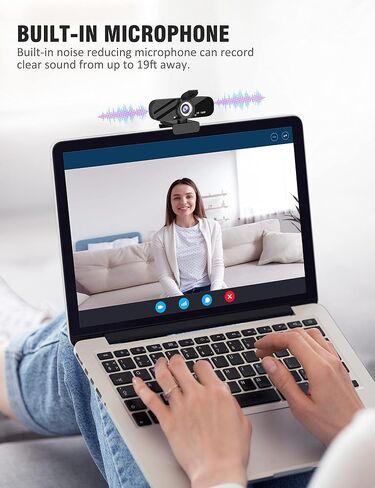 Full HD 1080P Webcam with Microphone, Adjustable FOV, Zoom, Software Control & Privacy Cover, USB HD Computer Web Camera, Plug and Play, for Zoom/Skype/Teams(Royal Black) in Saudi Arabia