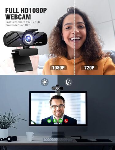 Full HD 1080P Webcam with Microphone, Adjustable FOV, Zoom, Software Control & Privacy Cover, USB HD Computer Web Camera, Plug and Play, for Zoom/Skype/Teams(Royal Black) in Saudi Arabia