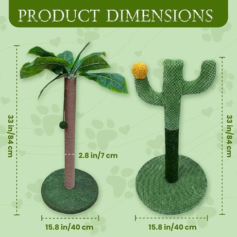 MAMONI Palm Tree Cat Scratching Post for Indoor Cats, 33" Tall Cat Scratching Post with Sisal Rope, Cute Premium Kitten Scratching Post with Hanging Ball in Saudi Arabia
