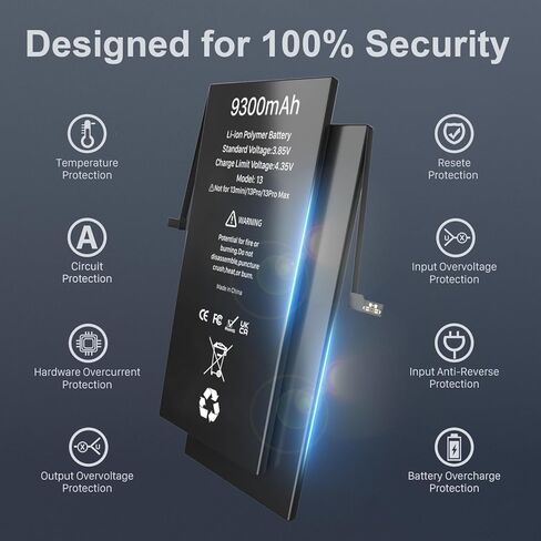 LCLEBM [9300mAh] Battery for iPhone 13, 2024 New 0 Cycle Higher Capacity Battery Replacement for iPhone 13 Model A2635, A2634, A2633, A2631, A2482 with Complete Repair Tools Kits in Kuwait