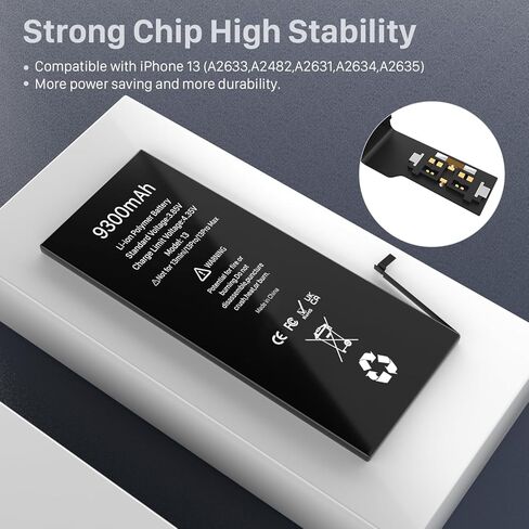 LCLEBM [9300mAh] Battery for iPhone 13, 2024 New 0 Cycle Higher Capacity Battery Replacement for iPhone 13 Model A2635, A2634, A2633, A2631, A2482 with Complete Repair Tools Kits in Kuwait