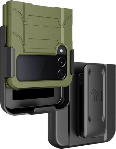 Case with Clip for Galaxy Z Flip 4 5G, Nakedcellphone Special Ops Tactical Dual Layer Rugged Cover and [Rotating/Ratchet] Belt Hip Holster Combo for Samsung Z Flip4 Phone (SM-F721U, 2022) - Black in Saudi Arabia