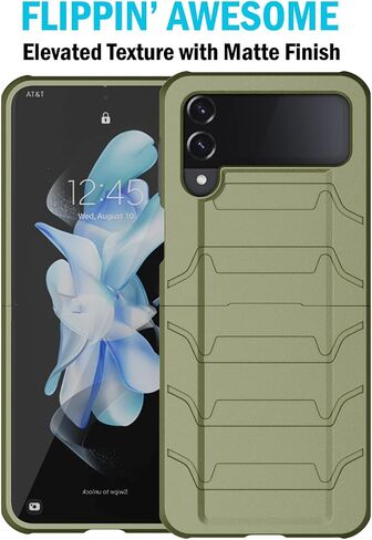 Case with Clip for Galaxy Z Flip 4 5G, Nakedcellphone Special Ops Tactical Dual Layer Rugged Cover and [Rotating/Ratchet] Belt Hip Holster Combo for Samsung Z Flip4 Phone (SM-F721U, 2022) - Black in Saudi Arabia