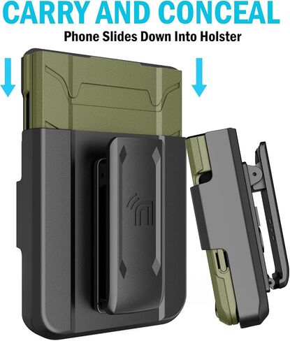 Case with Clip for Galaxy Z Flip 4 5G, Nakedcellphone Special Ops Tactical Dual Layer Rugged Cover and [Rotating/Ratchet] Belt Hip Holster Combo for Samsung Z Flip4 Phone (SM-F721U, 2022) - Black in Saudi Arabia