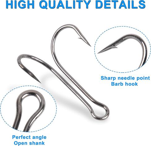 140 قطعة مجموعة خطافات الصيد المزدوجة خطافات الضفدع خطافات صيد السمك الكلاسيكية المصنوعة من الفولاذ الكربوني العالي المفتوحة خطافات مزدوجة للمياه المالحة والمياه العذبة in Kuwait