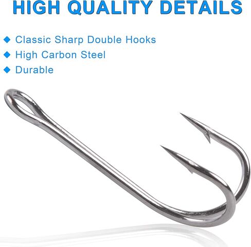 140 قطعة مجموعة خطافات الصيد المزدوجة خطافات الضفدع خطافات صيد السمك الكلاسيكية المصنوعة من الفولاذ الكربوني العالي المفتوحة خطافات مزدوجة للمياه المالحة والمياه العذبة in Kuwait