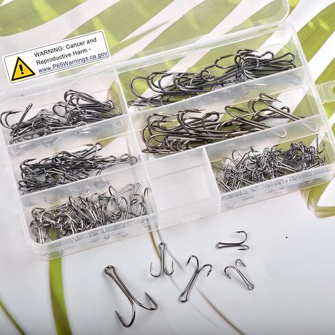 140 قطعة مجموعة خطافات الصيد المزدوجة خطافات الضفدع خطافات صيد السمك الكلاسيكية المصنوعة من الفولاذ الكربوني العالي المفتوحة خطافات مزدوجة للمياه المالحة والمياه العذبة in Kuwait