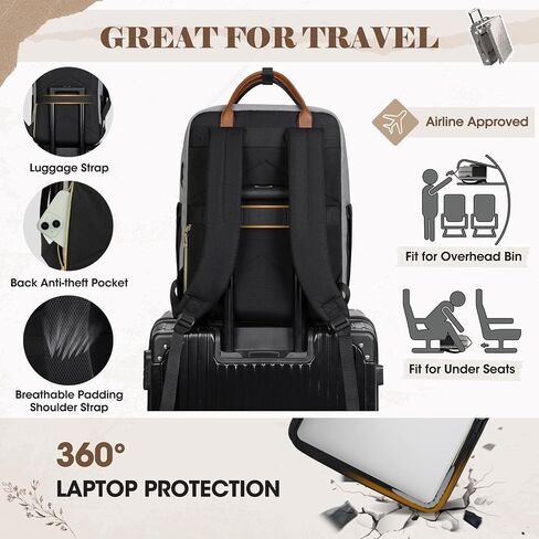 RAINSMORE Backpack for Women, 15.6 Inch Laptop Travel Backpack College Computer Backpack Teacher Nurse Work Backpack Waterproof Casual Daypack Bookbag Purse Backpack for Office Travel, White-Black in Saudi Arabia