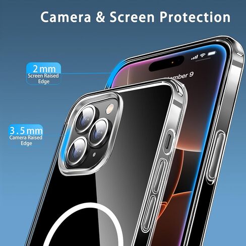 Magnetic Case for iPhone 16 Pro Max Case 6.9-Inch, Compatible with MagSafe Wireless Charging, Transparent Anti-Scratch Back Shockproof Slim Thin Phone Case Cover in Kuwait