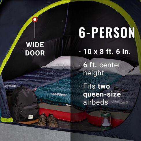 Coleman Skydome Dark Room Tent, 4/6/8/10 Person Family Tent Blocks 90% of Sunlight & Sets Up in 5 Minutes, Weatherproof Tent Offers 20% More Headroom in Saudi Arabia