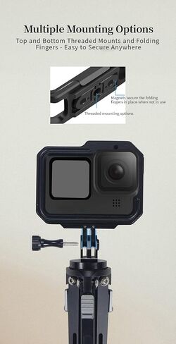 قفص كاميرا متين من الألومنيوم لكاميرا GoPro Hero 11 - غطاء واقٍ مع حوامل أحذية باردة، ومنافذ مقطوعة بدقة، ومضادة للاهتزاز، وتبديد الحرارة لصناعة أفلام أكثر سلاسة in Saudi Arabia