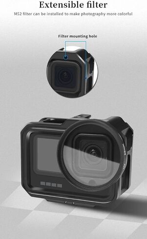 قفص كاميرا متين من الألومنيوم لكاميرا GoPro Hero 11 - غطاء واقٍ مع حوامل أحذية باردة، ومنافذ مقطوعة بدقة، ومضادة للاهتزاز، وتبديد الحرارة لصناعة أفلام أكثر سلاسة in Saudi Arabia