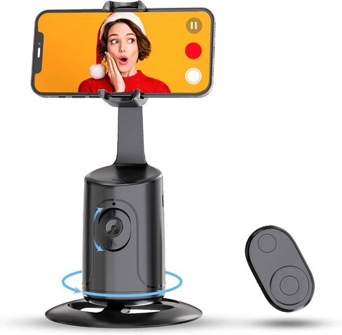 Auto Face Tracking Tripod - 360° Rotation Auto Tracking Phone Holder, No App, Phone Camera Mount with Remote and Gesture Control, Rechargeable Smart Shooting Holder for Video Recording, Tiktok in Saudi Arabia