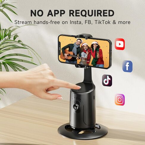 Auto Face Tracking Tripod - 360° Rotation Auto Tracking Phone Holder, No App, Phone Camera Mount with Remote and Gesture Control, Rechargeable Smart Shooting Holder for Video Recording, Tiktok in Saudi Arabia