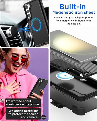 حافظة بمشبك حزام من AICase لهاتف Galaxy S22 Plus مع واقي شاشة، حماية شديدة التحمل من السقوط لجسم كامل متين مقاوم للصدمات/الغبار بدرجة عسكرية متينة لهاتف Samsung Galaxy S22 Plus_2 in Saudi Arabia