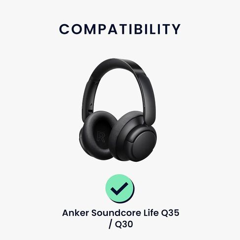 وسائد أذن kwmobile متوافقة مع وسائد الأذن Anker Soundcore Life Q35 / Q30 - بديل 2X لسماعات الرأس - أسود in Saudi Arabia