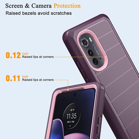 Designed for Motorola Edge 2022 Case with Belt Clip & Kickstand, Full-Body Triple Layers Rugged Case with Screen Protector for Motorola Moto Edge 2022 6.6 inch Phone (Navy Blue) in Saudi Arabia