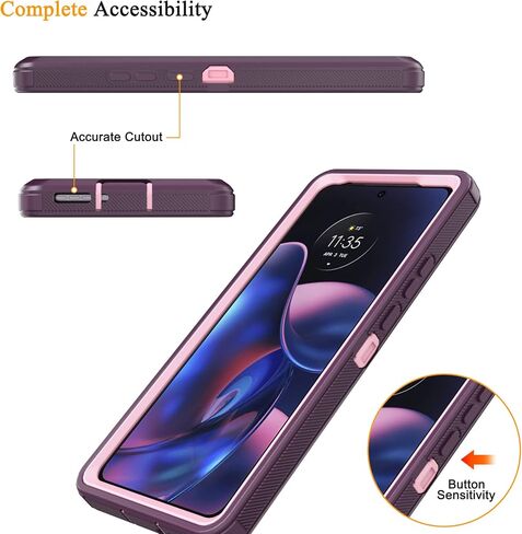 Designed for Motorola Edge 2022 Case with Belt Clip & Kickstand, Full-Body Triple Layers Rugged Case with Screen Protector for Motorola Moto Edge 2022 6.6 inch Phone (Navy Blue) in Saudi Arabia