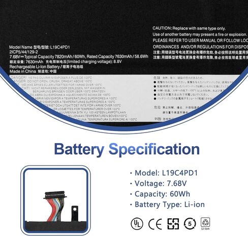بطارية الكمبيوتر المحمول ANTIEE 60Wh L19C4PD1 L19D4PD1 لأجهزة Lenovo Ideapad Yoga 6-13ARE05 6-13ALC6 Yoga C640-13IML LTE Series 5B10U65274 5B10W67329 5B10U65275 5B10W67385 SB10W67395 SB10W67360 7.68 فولت 7820 مللي أمبير in Saudi Arabia