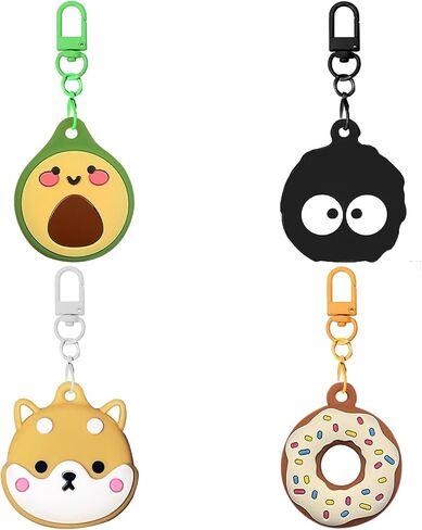 Cute Silicone Case Cover for Apple Airtag,Soft Cartoon Holder for Keys/Kid/Pets/Backpack/Car Anti-Lost Protector Holder-4 Pack in Saudi Arabia