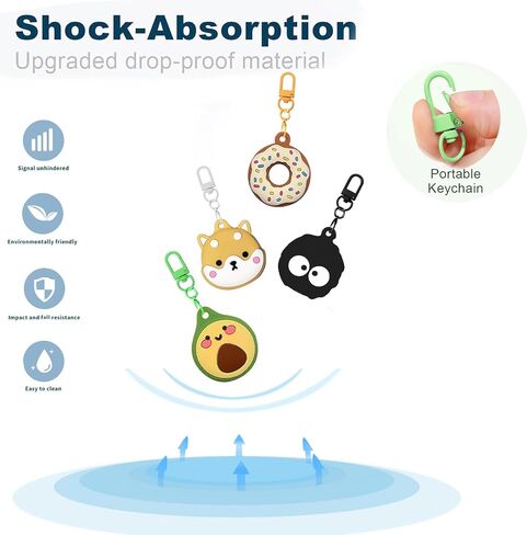 Cute Silicone Case Cover for Apple Airtag,Soft Cartoon Holder for Keys/Kid/Pets/Backpack/Car Anti-Lost Protector Holder-4 Pack in Saudi Arabia