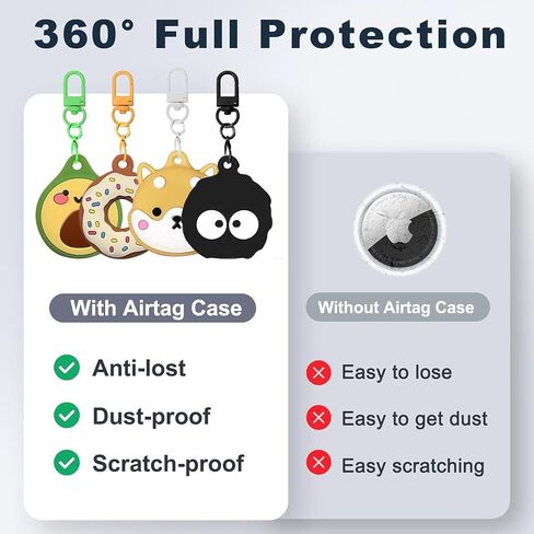 Cute Silicone Case Cover for Apple Airtag,Soft Cartoon Holder for Keys/Kid/Pets/Backpack/Car Anti-Lost Protector Holder-4 Pack in Saudi Arabia