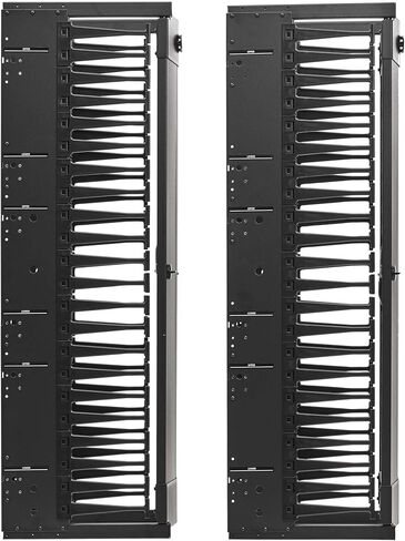 Tripp Lite Vertical Cable Manager, High-Capacity Deep Double Finger Duct, Front-Facing Cover, Two 3.5 feet Tall Sections, 12 inch Wide x 11.4 inch Depth, Black, 5-Year Warranty (SRCABLEVRT12HD) in Saudi Arabia