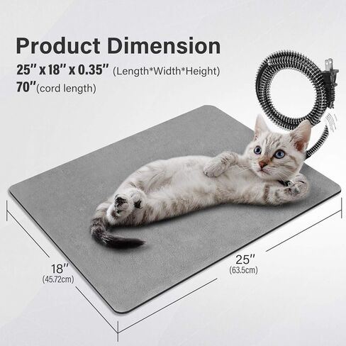 وسادة تدفئة للحيوانات الأليفة من فلافيدريم للكلاب والقطط، بساط تدفئة داخلي، وسادة تدفئة كهربائية مع سلك مغلف بالفولاذ مقاوم للمضغ وغطاء ناعم in Kuwait
