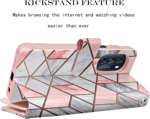 Njjex Wallet Case for Motorola Moto G 5G 2022, for Moto G 5G 2022 Case, [9 Card Slots] PU Leather ID Credit Card Holder Folio Flip [Detachable] Kickstand Magnetic Phone Cover & Lanyard [Rose Gold] in Kuwait