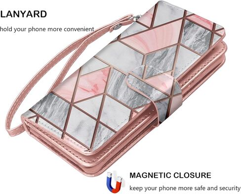 Njjex Wallet Case for Motorola Moto G 5G 2022, for Moto G 5G 2022 Case, [9 Card Slots] PU Leather ID Credit Card Holder Folio Flip [Detachable] Kickstand Magnetic Phone Cover & Lanyard [Rose Gold] in Kuwait