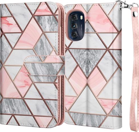 Njjex Wallet Case for Motorola Moto G 5G 2022, for Moto G 5G 2022 Case, [9 Card Slots] PU Leather ID Credit Card Holder Folio Flip [Detachable] Kickstand Magnetic Phone Cover & Lanyard [Rose Gold] in Kuwait