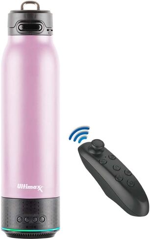 Vacuum Insulated Premium Water Bottle with Rechargeable Bluetooth Speaker and Xtreme Mini Bluetooth Remote. Remote Doubles as Gaming Joystick/Mouse for Smartphone Apps. (Navy) in Saudi Arabia