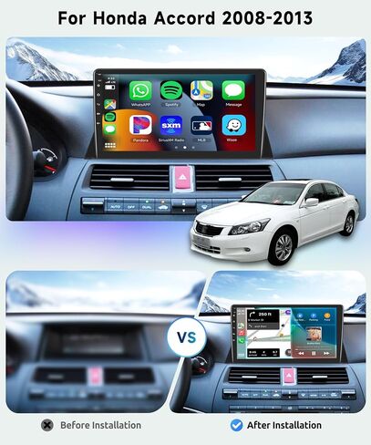 8 CORE 2G+64G Car Radio Stereo for Honda Accord 2008-2013 Wireless CarPlay Android Auto 10.1 Inch 1280 * 720P IPS Touch Screen Head Unit Android 13 GPS WiFi Bluetooth 32-Band DSP SWC HD Camera in Saudi Arabia