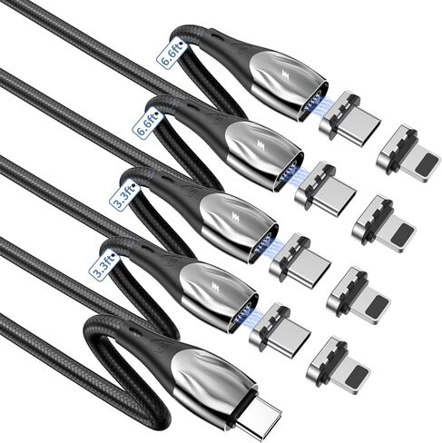 كابل شحن مغناطيسي 100 واط، كابل USB C بزاوية قائمة مغناطيسية، نقل بيانات 480 ميجابت في الثانية، شحن سريع 5 أمبير، متوافق مع جهاز USB C (4، أسود 5a، 100 واط) in Kuwait