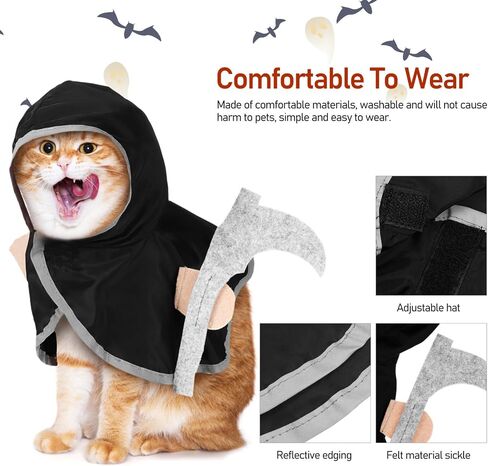 Ipetboom Halloween Cat Cloak، قطعة واحدة من ملابس الهالوين للحيوانات الأليفة، زي عباءة القطة in Saudi Arabia