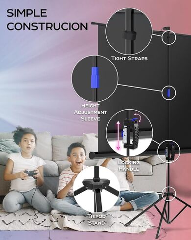 Projector Screen with Stand 120 inch - Indoor and Outdoor Projection Screen for Movie or Office Presentation - 4:3 HD Premium Wrinkle-Free Tripod Screen in Saudi Arabia