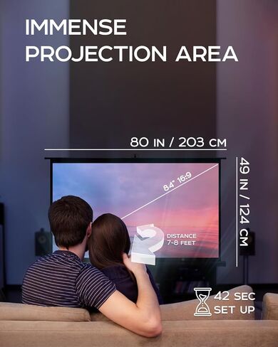 Projector Screen with Stand 120 inch - Indoor and Outdoor Projection Screen for Movie or Office Presentation - 4:3 HD Premium Wrinkle-Free Tripod Screen in Saudi Arabia