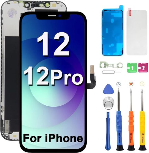 for iPhone 12/12 Pro Screen Replacement Kit Inch LCD Display Full HD Digitizer Support 3D Touch Face ID with Full Repair Tools Waterproof Frame Sticker Screen Protector for A2172 A2403 A2341 A2407 in Saudi Arabia