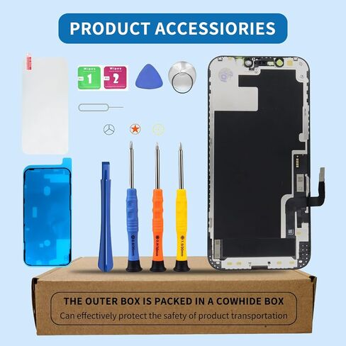 for iPhone 12/12 Pro Screen Replacement Kit Inch LCD Display Full HD Digitizer Support 3D Touch Face ID with Full Repair Tools Waterproof Frame Sticker Screen Protector for A2172 A2403 A2341 A2407 in Saudi Arabia