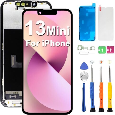 مجموعة استبدال الشاشة الصغيرة لهاتف iPhone 13 بوصة شاشة LCD كاملة الوضوح تدعم محول رقمي ثلاثي الأبعاد معرف الوجه باللمس مع أدوات إصلاح كاملة واقي شاشة لاصق إطار مقاوم للماء لـ A2481 A2626 A2628 A2629 A2630 in Saudi Arabia