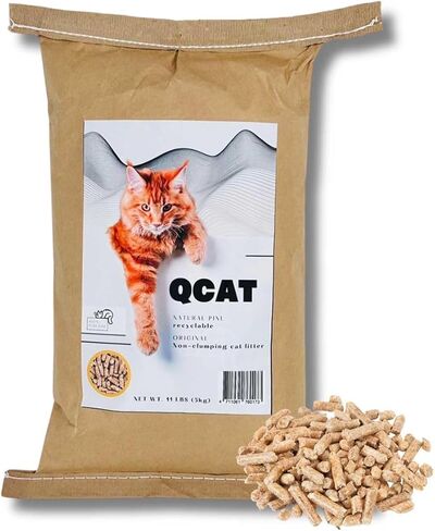 Non-clumping Cat Litter 11LBS (5Kg)- 100% Natural Pine Wood, Eco-friendly, Highly Absorbent, Superior Odor Control and Low Tracking - for Cats, Rabbits, Hamsters and Reptiles in Saudi Arabia