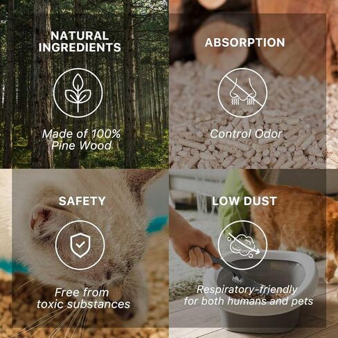 Non-clumping Cat Litter 11LBS (5Kg)- 100% Natural Pine Wood, Eco-friendly, Highly Absorbent, Superior Odor Control and Low Tracking - for Cats, Rabbits, Hamsters and Reptiles in Saudi Arabia
