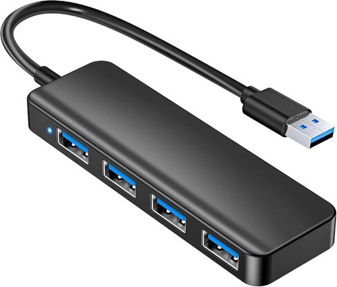 USB Hub, USB Splitter,USB 4-Port Adapter,Extender for Laptop, PC, MacBook, Mac Pro, Mac mini, iMac, Surface Pro and More (Black-USB 2.0/0.3m) in Kuwait