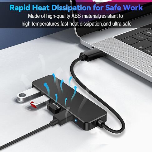 USB Hub, USB Splitter,USB 4-Port Adapter,Extender for Laptop, PC, MacBook, Mac Pro, Mac mini, iMac, Surface Pro and More (Black-USB 2.0/0.3m) in Kuwait