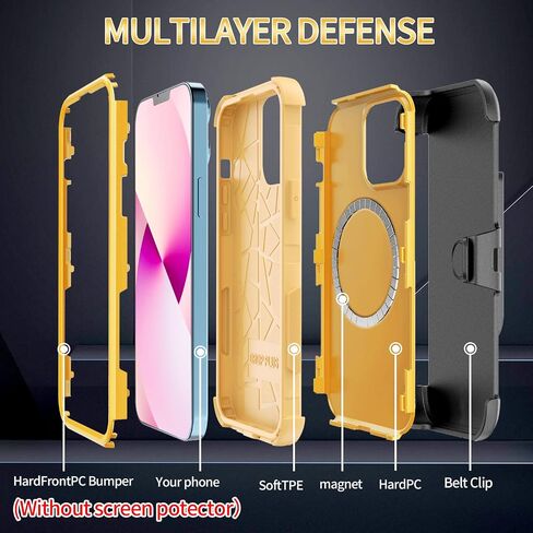 Unitedtime for iPhone 13 Pro Case Magnetic Compatible with MagSafe with Belt-Clip Holster, Rugged Shockproof Military Grade Tough Bumper Phone Cover Heavy Duty (Camouflage) in Saudi Arabia