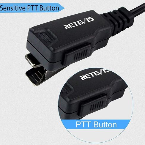 سماعة أذن Retevis Walkie Talkie مع ميكروفون، أنبوب صوتي، سلك طويل، 2 دبوس، لـ RT22 RT68 RT21 H-777 RT19 RT15 RT18 NR10، متوافقة مع pxton Kenwood SAMCOM Walkie Talkie، سماعة أذن راديو ثنائية الاتجاه (5 عبوات) in Saudi Arabia