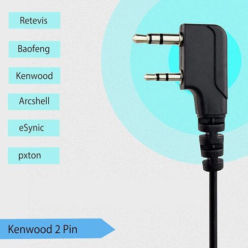 سماعة أذن Retevis Walkie Talkie مع ميكروفون، أنبوب صوتي، سلك طويل، 2 دبوس، لـ RT22 RT68 RT21 H-777 RT19 RT15 RT18 NR10، متوافقة مع pxton Kenwood SAMCOM Walkie Talkie، سماعة أذن راديو ثنائية الاتجاه (5 عبوات) in Saudi Arabia