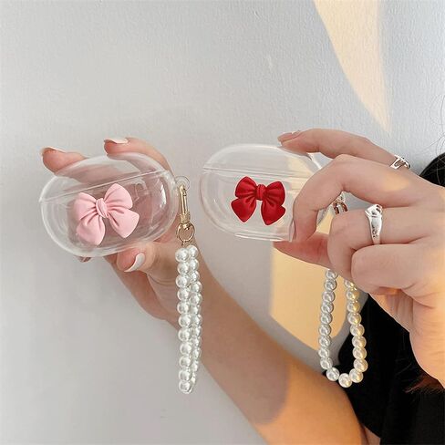 Creative Cute Kawaii Bowknot Case Compatible with Beats Studio Buds 2021 Portable Accessories Transparent Shockproof Protector for Wireless Noise Cancelling Earbuds Pink in Saudi Arabia