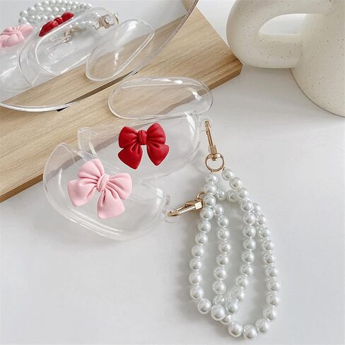 Creative Cute Kawaii Bowknot Case Compatible with Beats Studio Buds 2021 Portable Accessories Transparent Shockproof Protector for Wireless Noise Cancelling Earbuds Pink in Saudi Arabia