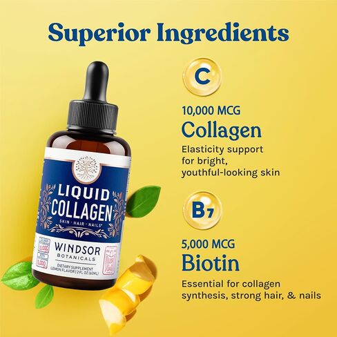Vegan Collagen Builder Liquid Supplement - Collagen Booster with Vitamin C, Biotin, Hyaluronic Acid & Amino Acids - Vegetarian Collagen for Women, Organic Fruit & Vegetable Blend - 120ml, 60 Day in Kuwait